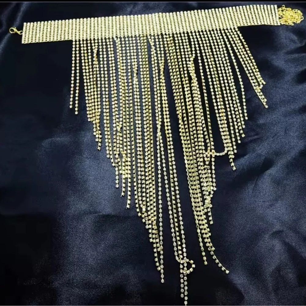 Tassel Zircon Fringe Choker Luxury Necklace - Picture 9 of 12